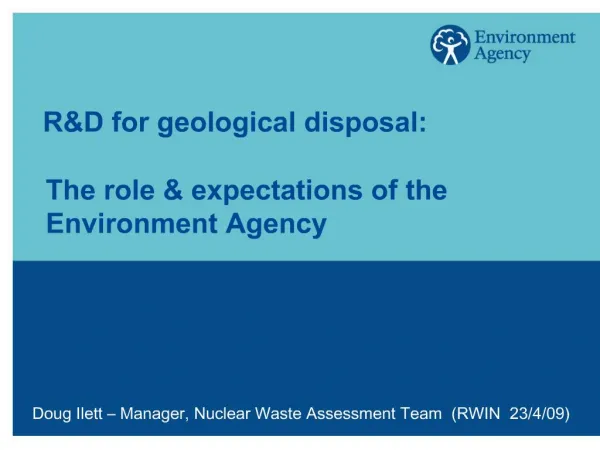 RD for geological disposal: The role expectations of the Environment Agency