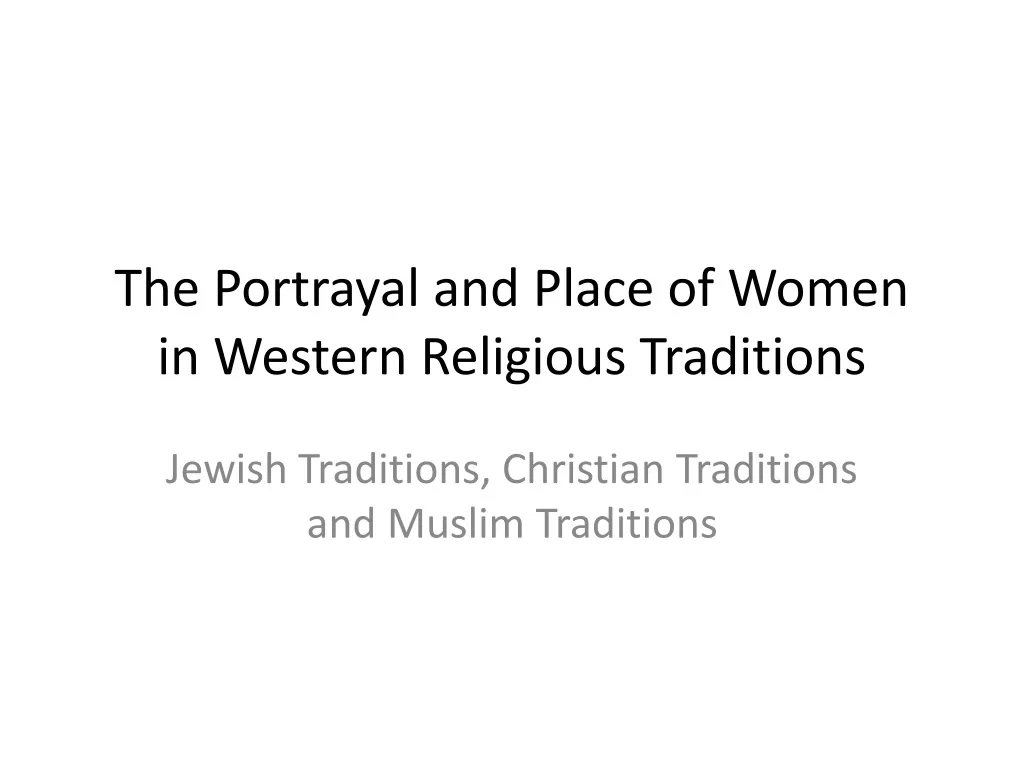 the portrayal and place of women in western religious traditions