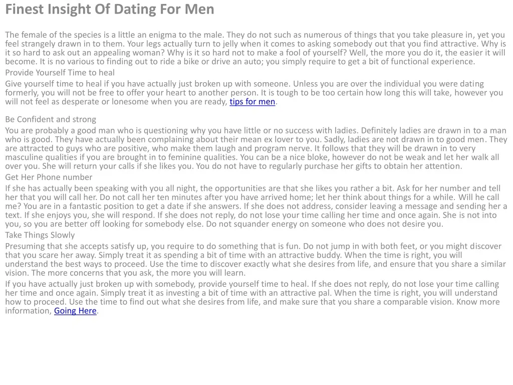 finest insight of dating for men the female