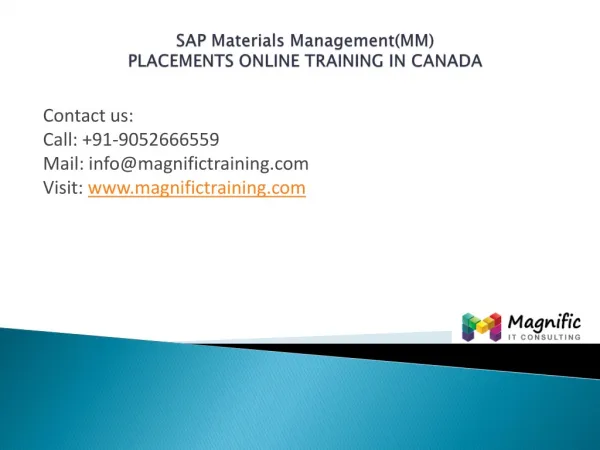 Sap Materials Management(MM)placementstraining in canada