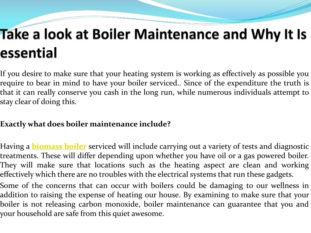 take a look at boiler maintenance and why it is essential