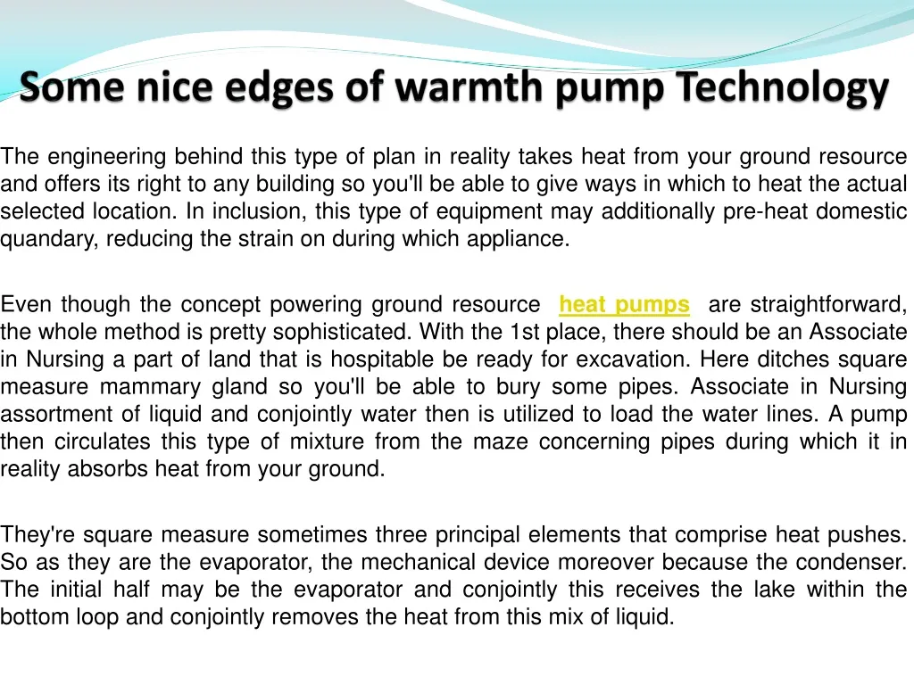 some nice edges of warmth pump technology