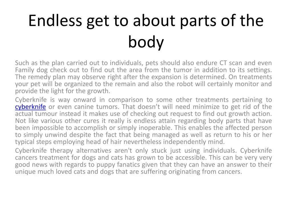 endless get to about parts of the body