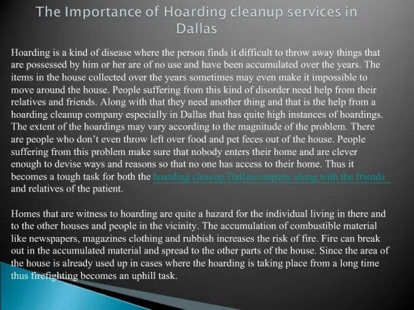 The Importance of Hoarding cleanup services in Dallas