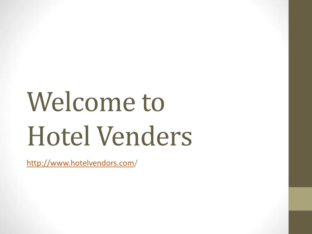 welcome to hotel venders