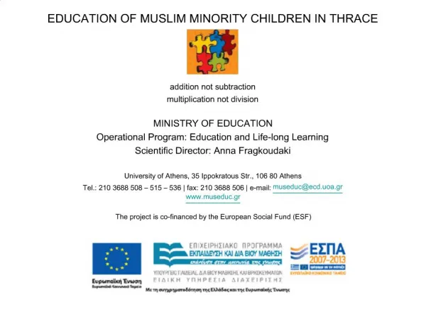 EDUCATION OF MUSLIM MINORITY CHILDREN IN THRACE