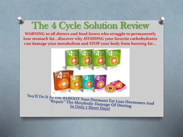 The 4 cycle solution review - Burn stomach fat