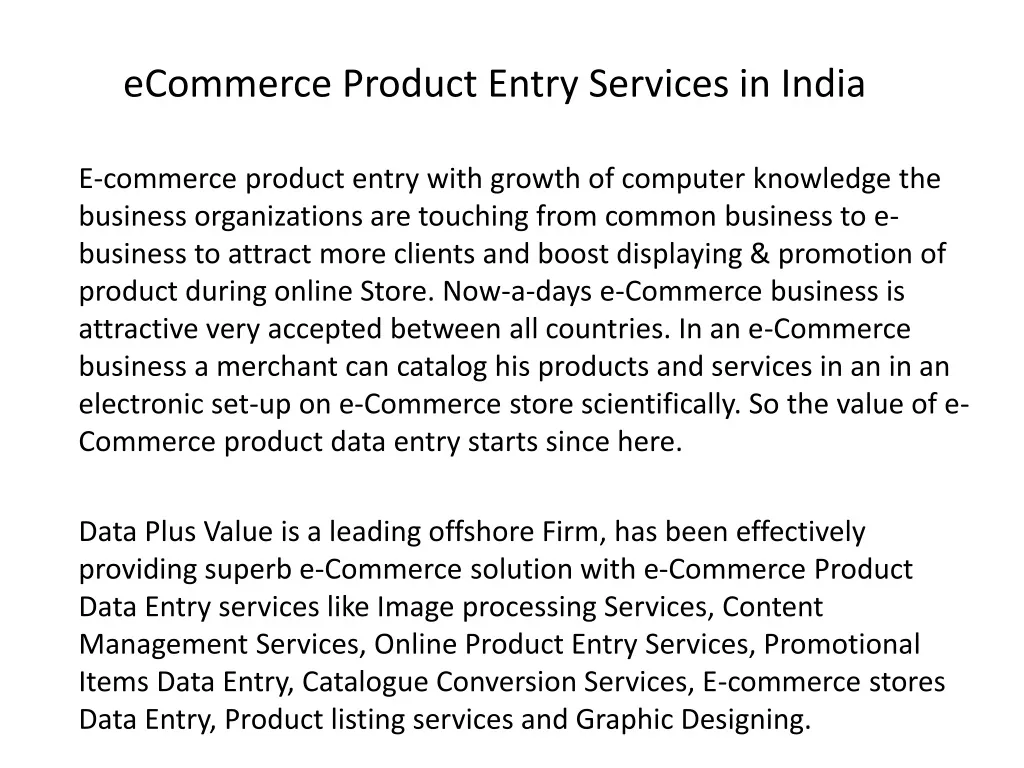 ecommerce product entry services in india