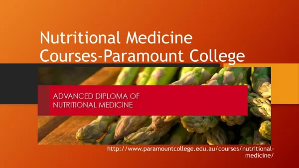 Nutritional Medicine Courses-Paramount College,Perth