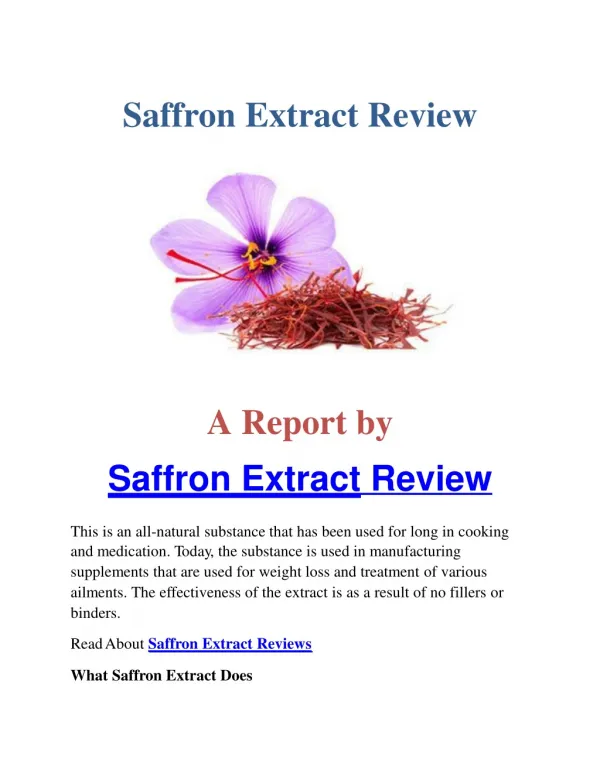 Saffron Extract Reviews