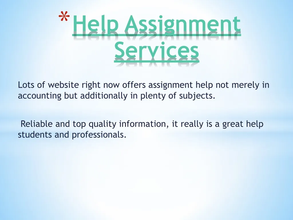 help assignment services