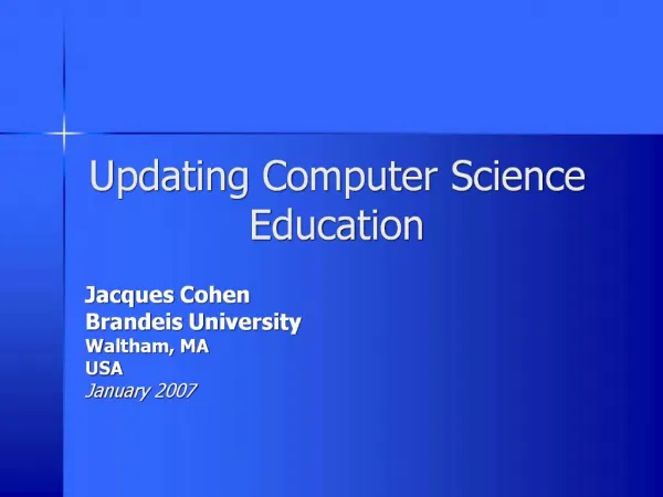 Updating Computer Science Education