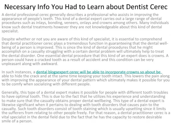 Necessary Info You Had to Learn about Dentist
