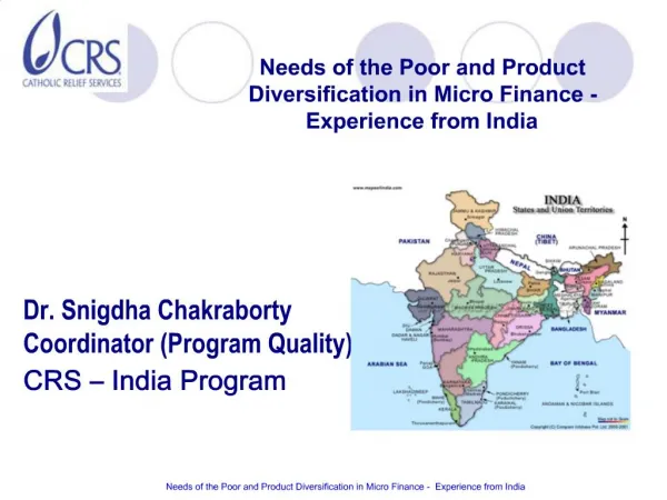 Dr. Snigdha Chakraborty Coordinator Program Quality CRS India Program