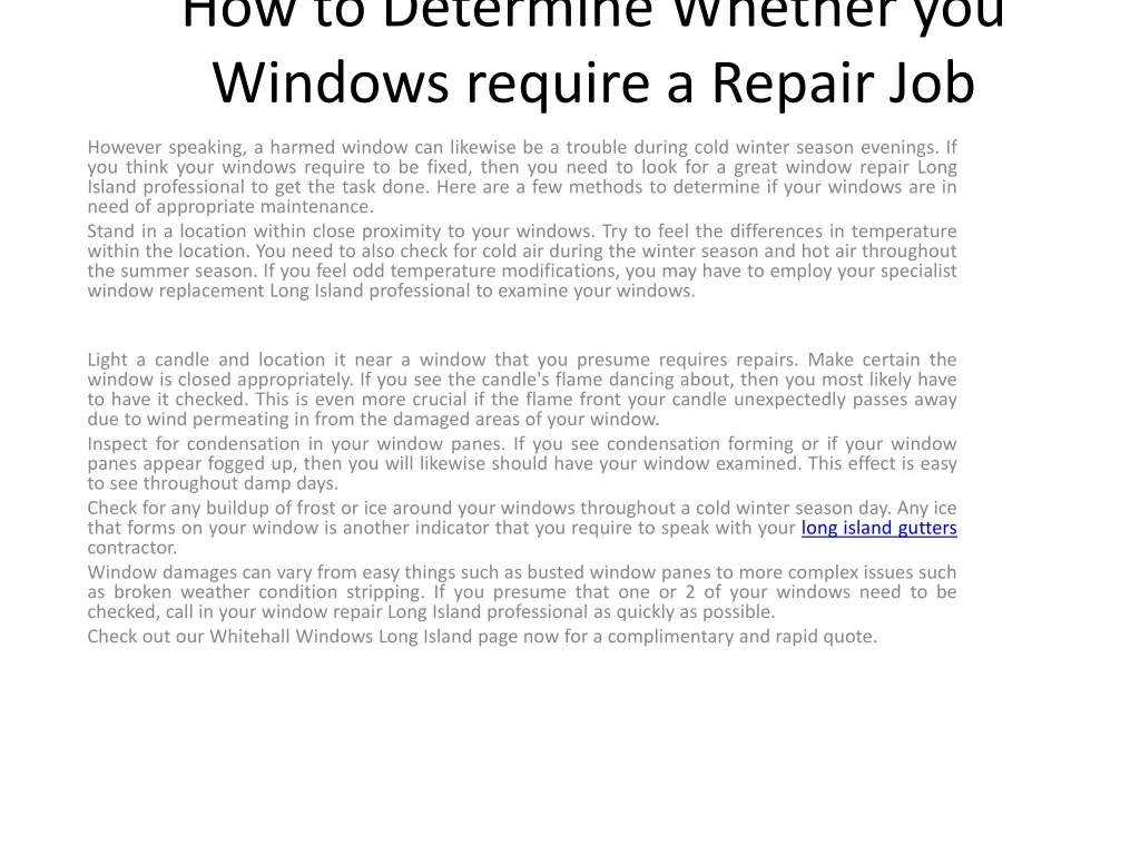 how to determine whether you windows require a repair job