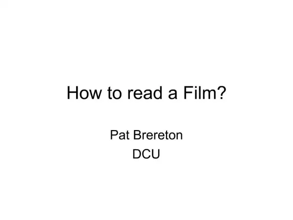 How to read a Film?