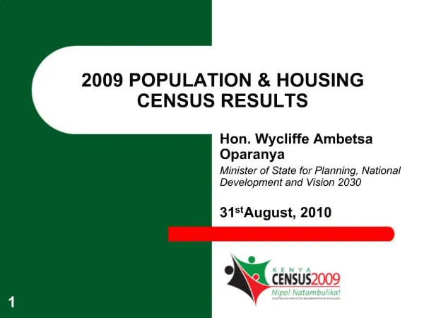 2009 POPULATION HOUSING CENSUS RESULTS
