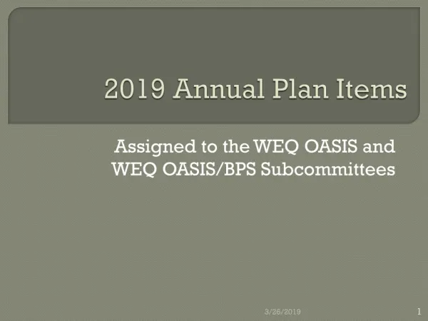 2019 Annual Plan Items