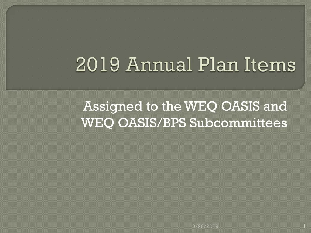 2019 annual plan items