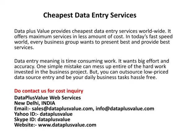 Cheapest Data Entry Services