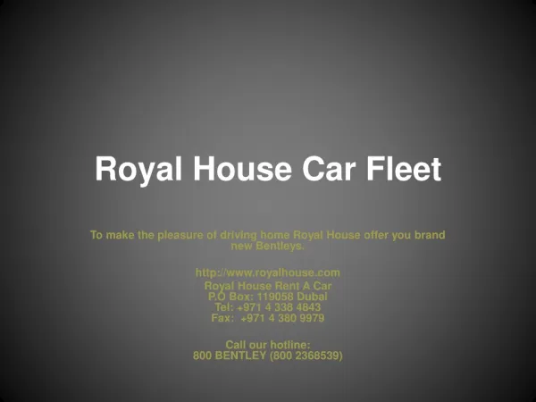 Royal House Rent A Car In Dubai