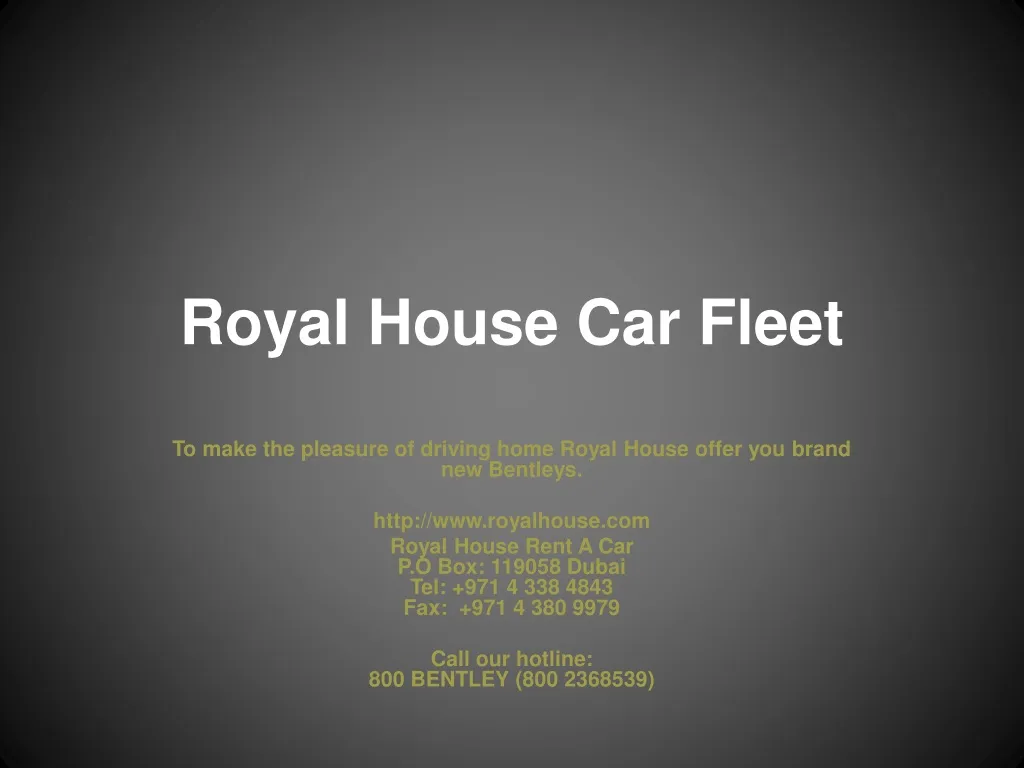 royal house car fleet