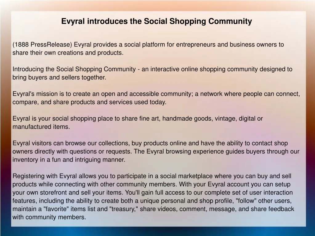 evyral introduces the social shopping community