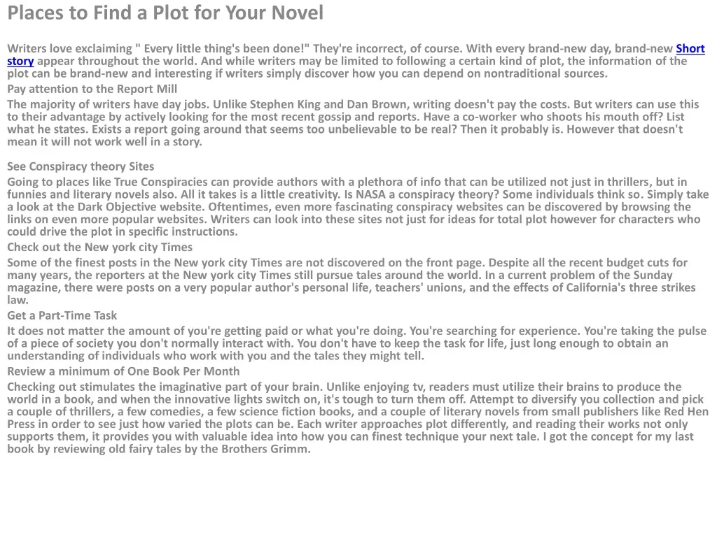 places to find a plot for your novel writers love