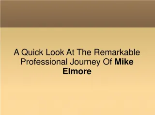 A Quick Look At The Remarkable Professional Journey Of Mike - slide 1