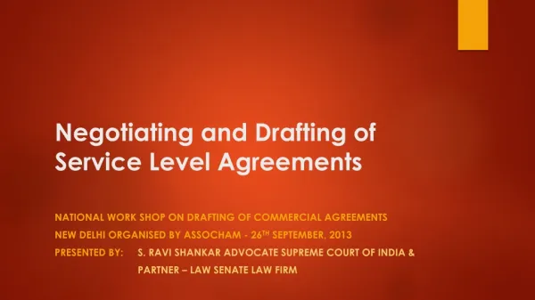 Negotiation and Drafting of Service Level Agreement