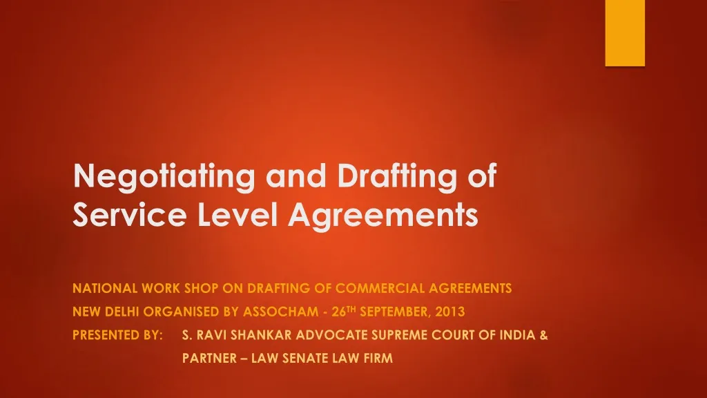 negotiating and drafting of service level agreements