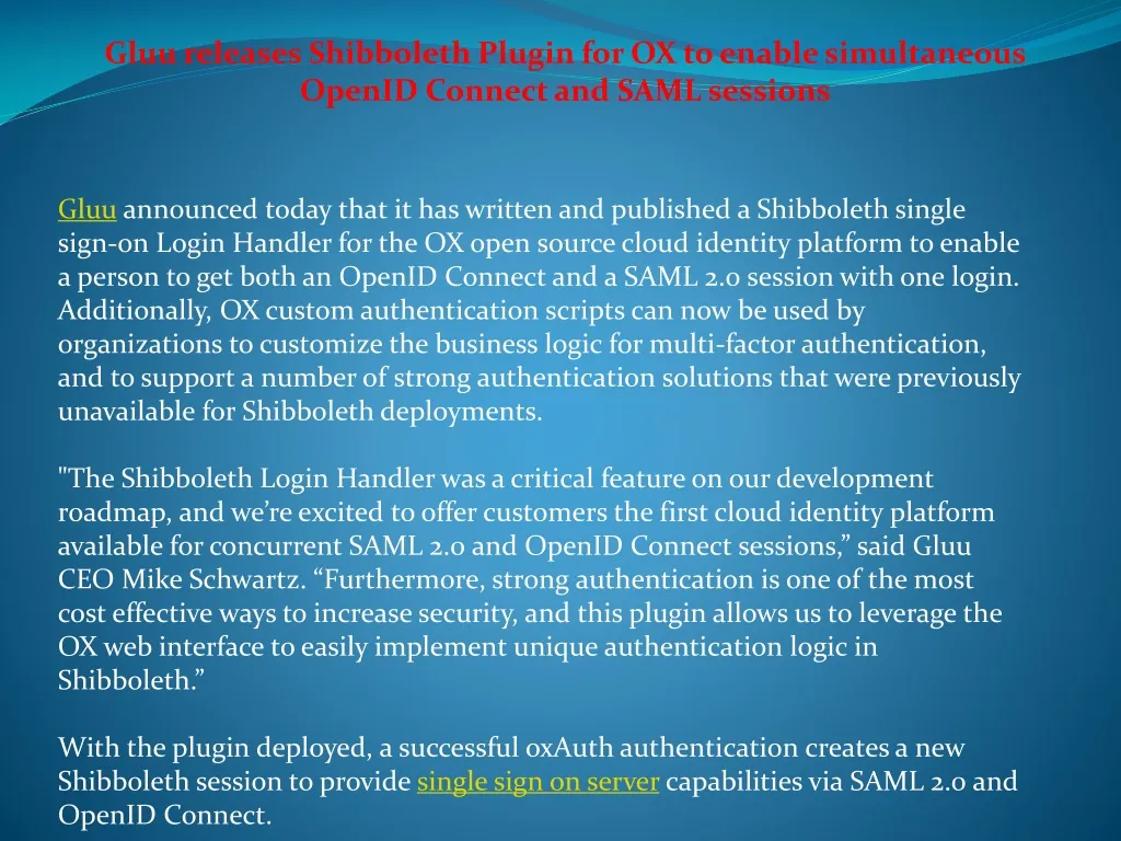 gluu releases shibboleth plugin for ox to enable