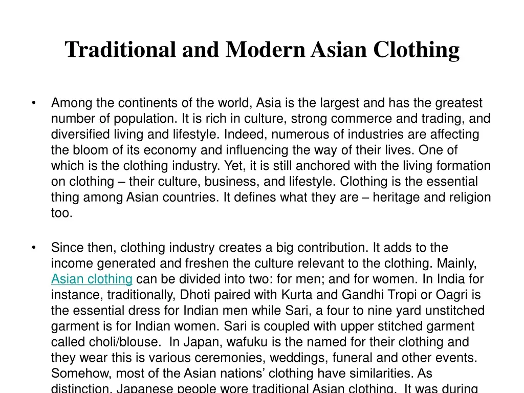 traditional and modern asian clothing