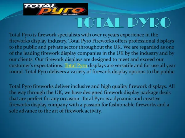 Know about UK Best Firework Company