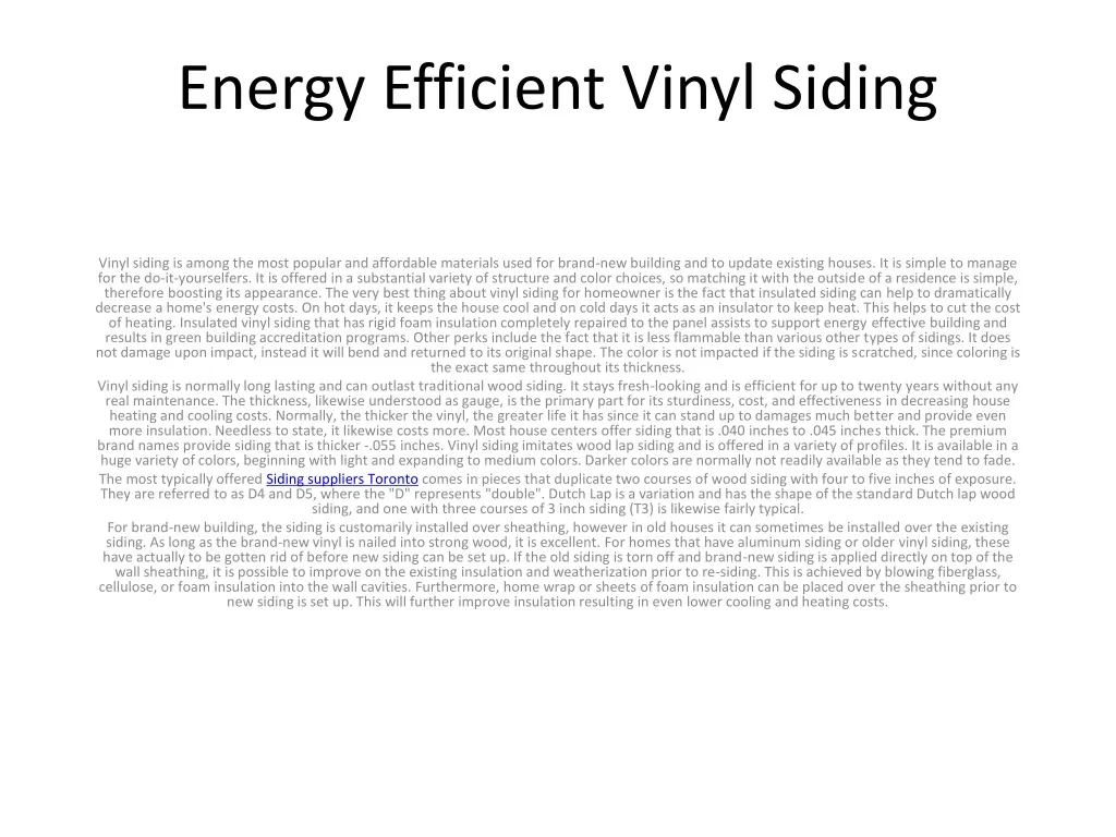 energy efficient vinyl siding