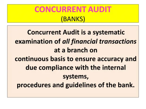 How to Conduct Concurrent Audit of Banks