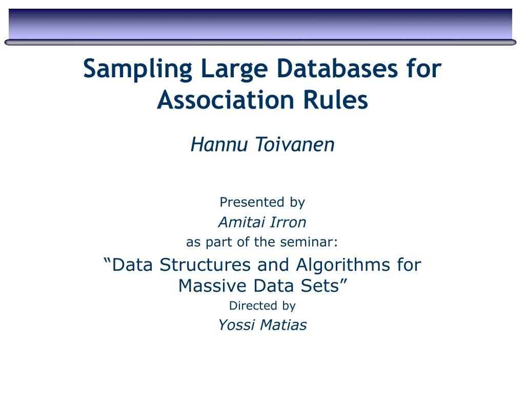 sampling large databases for association rules