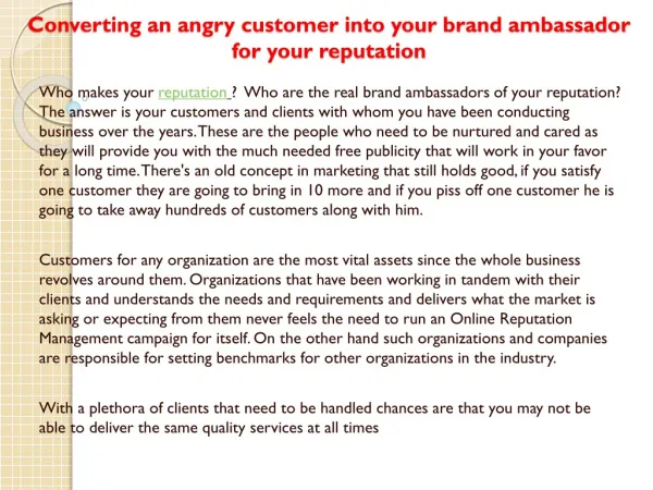 Converting an angry customer into your brand ambassador for