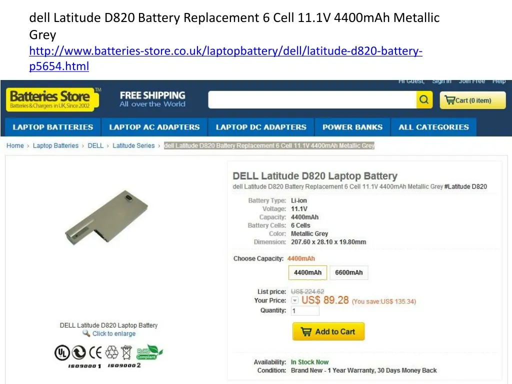 dell latitude d820 battery replacement 6 cell