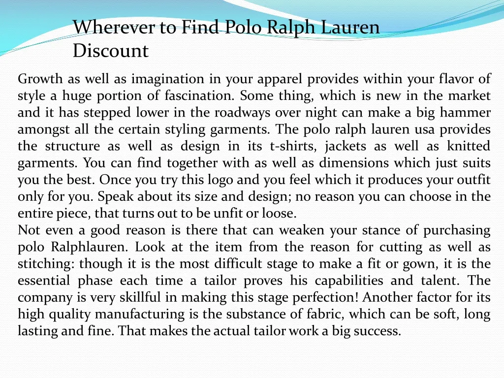 wherever to find polo ralph lauren discount
