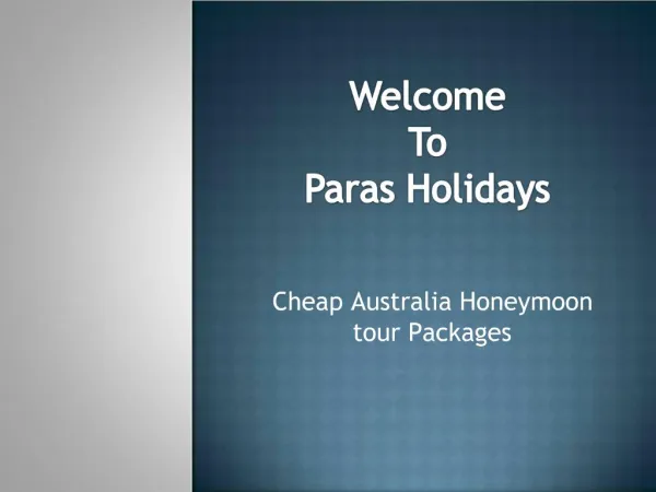 Luxury Australia Honeymoon Tour Packages