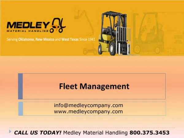 Medley Material Handling Inc. - Fleet Management