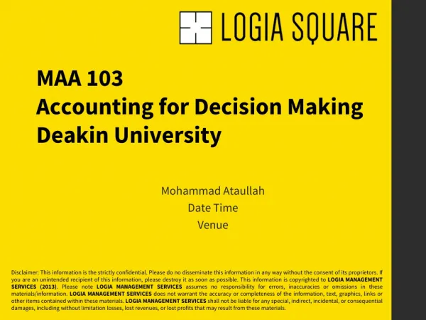 Deakin University: MAA101 (Accounting for Decision Making)