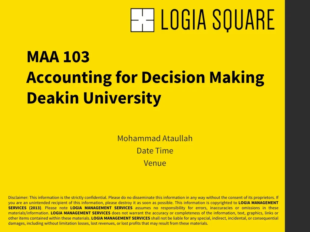 maa 103 accounting for decision making deakin university