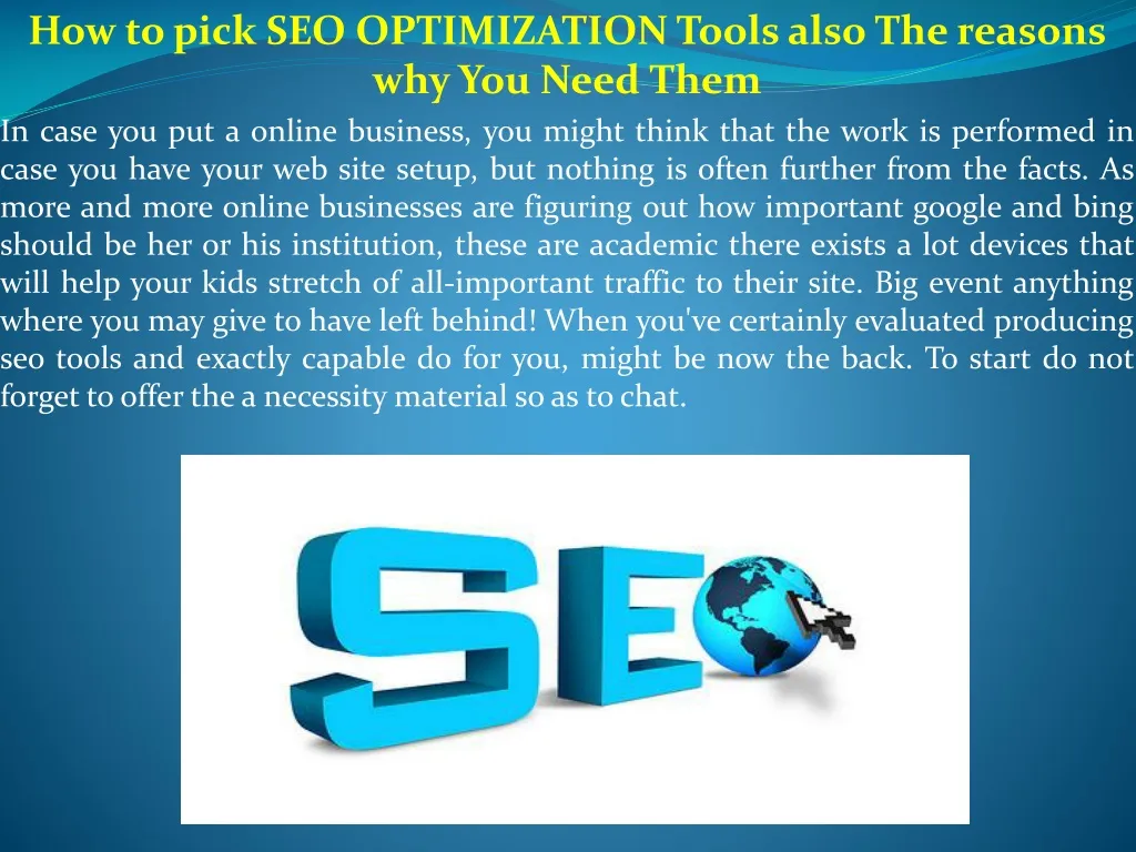 how to pick seo optimization tools also