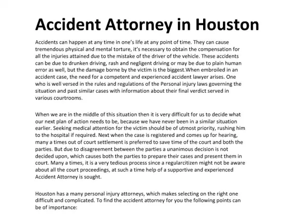 Accident Attorney in Houston