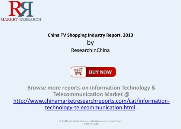 China TV Shopping Industry Report 2013