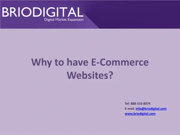 Why to have E-Commerce Websites?