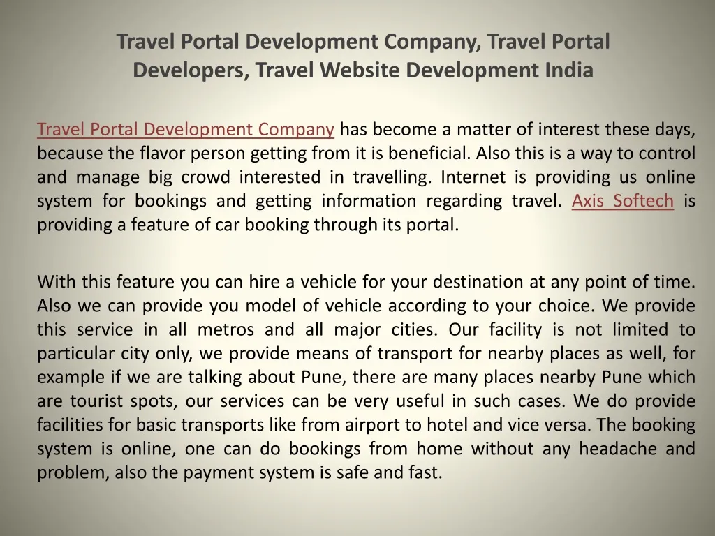travel portal development company travel portal developers travel website development india