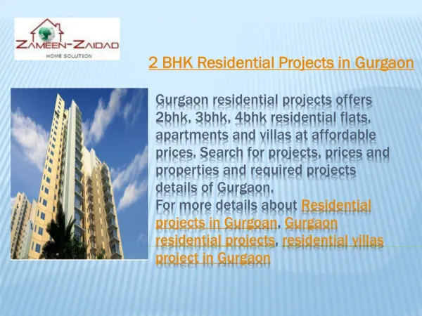 2 BHK Residential Projects in Gurgaon